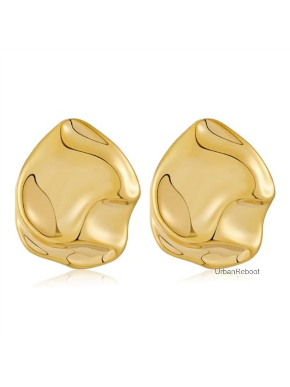 Irregular Hammered Gold Stud Earrings for Women Geometric Statement Earrings